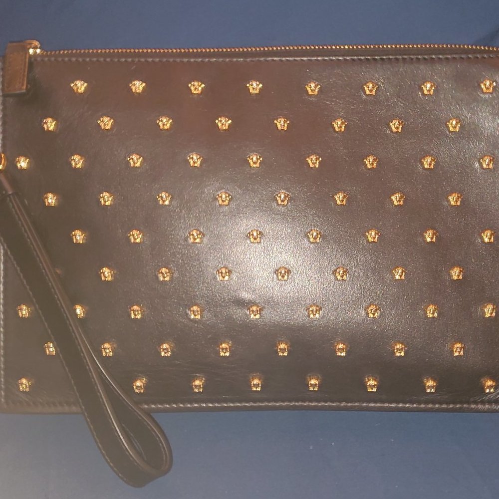 VERSACE MEDUSA STUDDED CLUTCH NAG